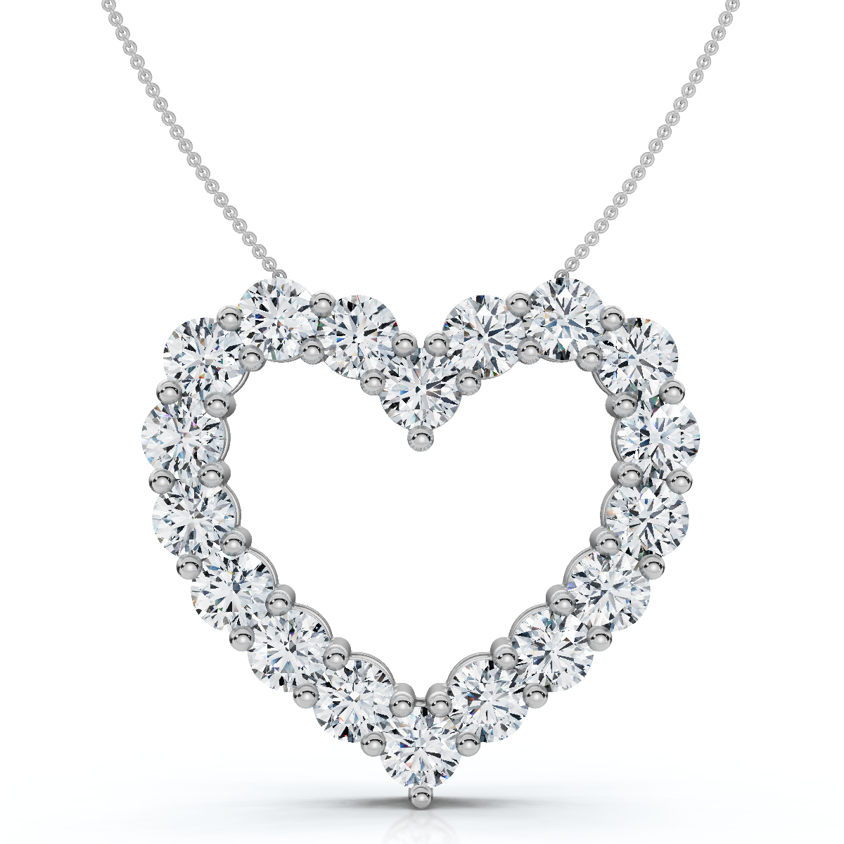 5Ct Diamond Heart Pendant 14k Gold Lab Grown 1 1/5" Tall 18" Necklace (F-G, VS)