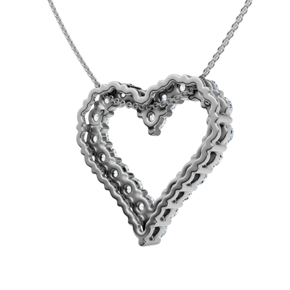 5Ct Diamond Heart Pendant 14k Gold Lab Grown 1 1/5" Tall 18" Necklace (F-G, VS)