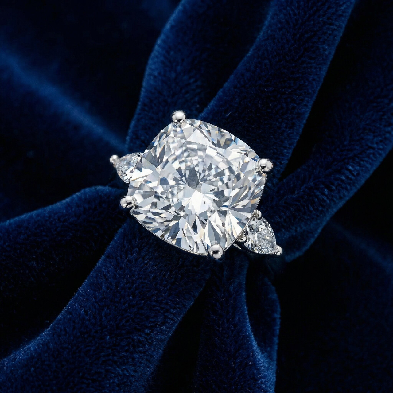 Certified 7 1/3Ct Sharon Square Cushion Diamond Engagement Ring Gold Lab Grown (E-F, VS)