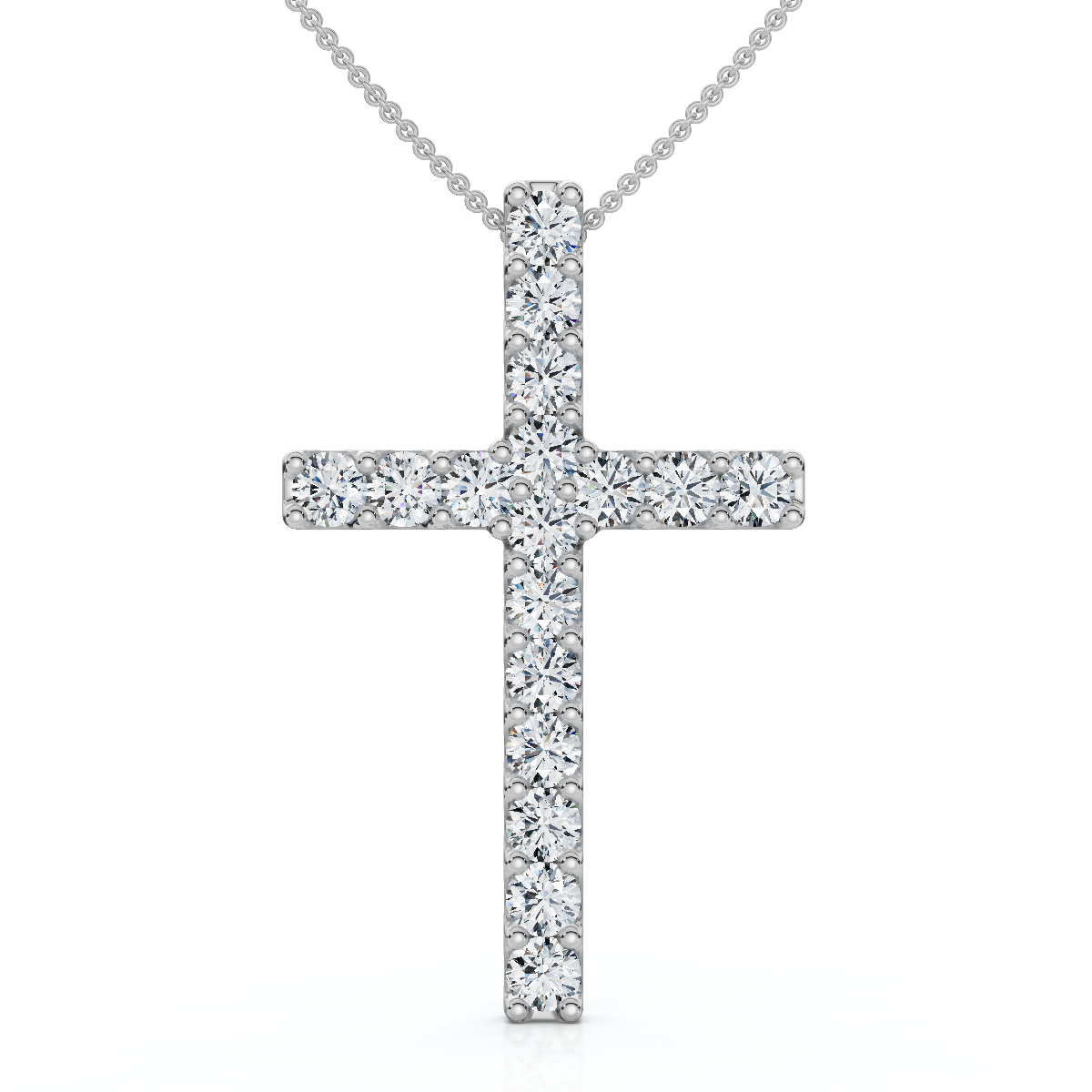 1Ct Diamond Cross Pendant 1 1/4" Tall Womens 14k Gold 18" Necklace Lab Grown (F-G, VS)