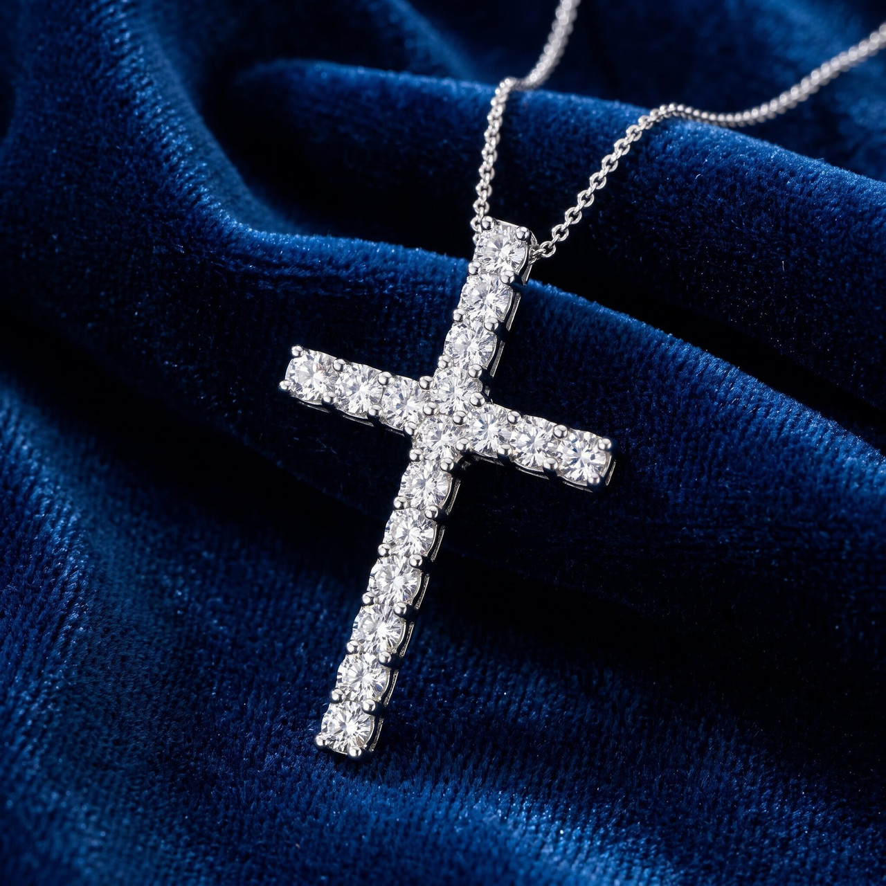 1Ct Diamond Cross Pendant 1 1/4" Tall Womens 14k Gold 18" Necklace Lab Grown (F-G, VS)