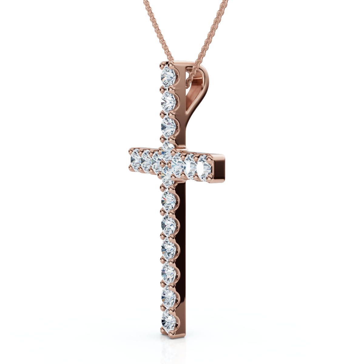 1Ct Diamond Cross Pendant 1 1/4" Tall Womens 14k Gold 18" Necklace Lab Grown (F-G, VS)