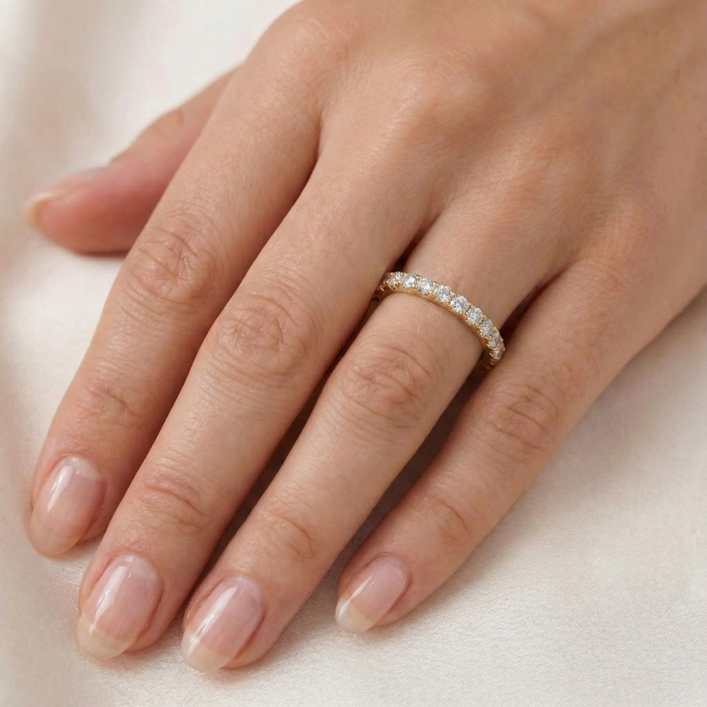 .84Ct Women's Diamond 3/4 Eternity Wedding Ring 14k Gold Lab Grown (F-G, VS)