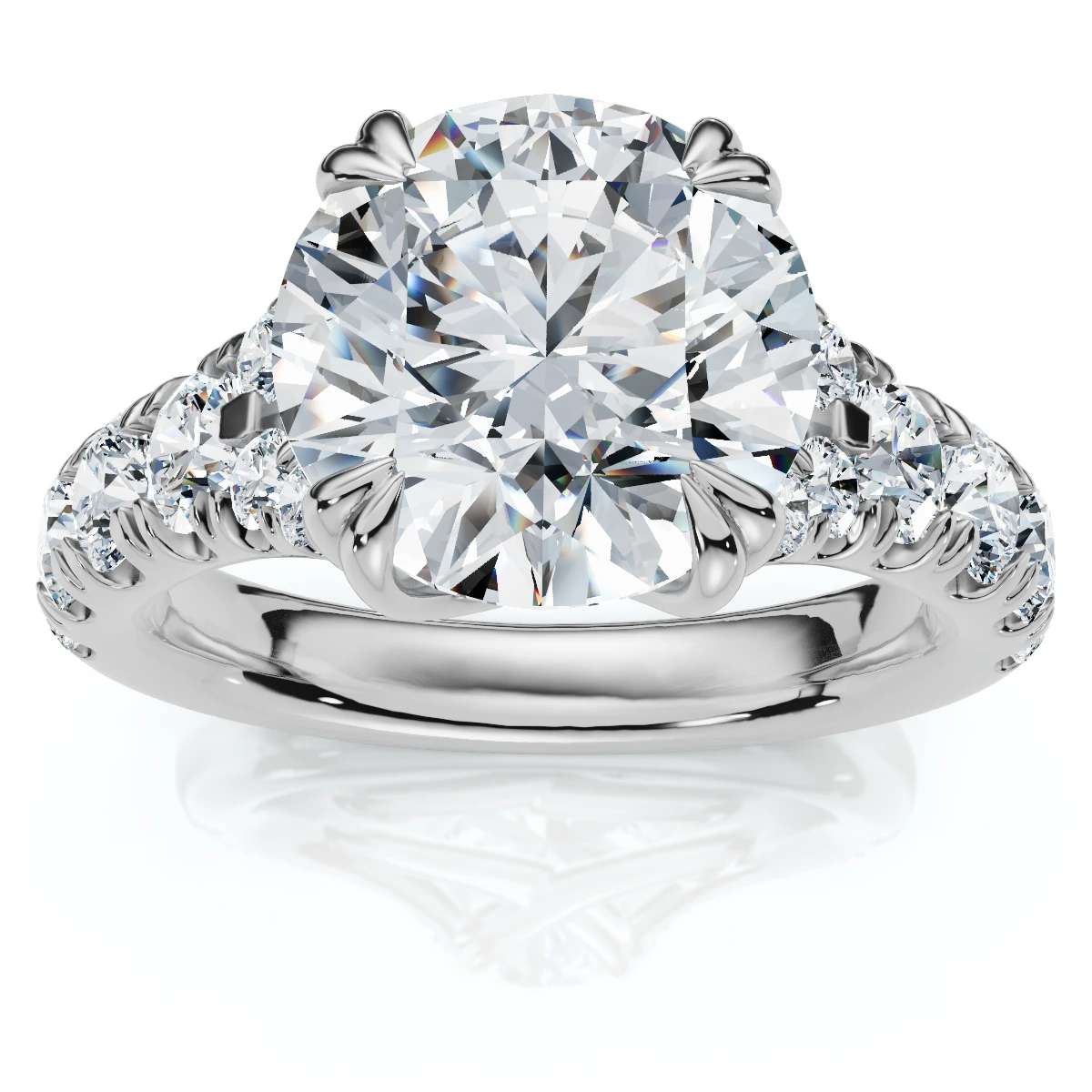 Certified 4Ct Vivian Diamond Engagement Round Diamond Ring 14k Gold Lab Grown (E-F, VS)