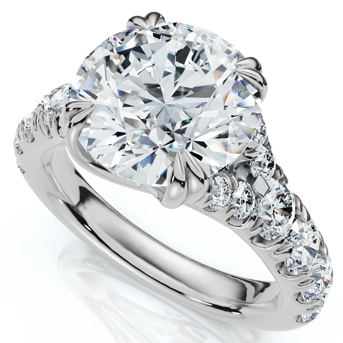 Certified 4Ct Vivian Diamond Engagement Round Diamond Ring 14k Gold Lab Grown (E-F, VS)
