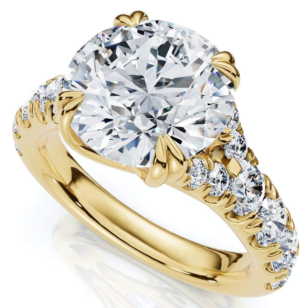 Certified 4Ct Vivian Diamond Engagement Round Diamond Ring 14k Gold Lab Grown (E-F, VS)