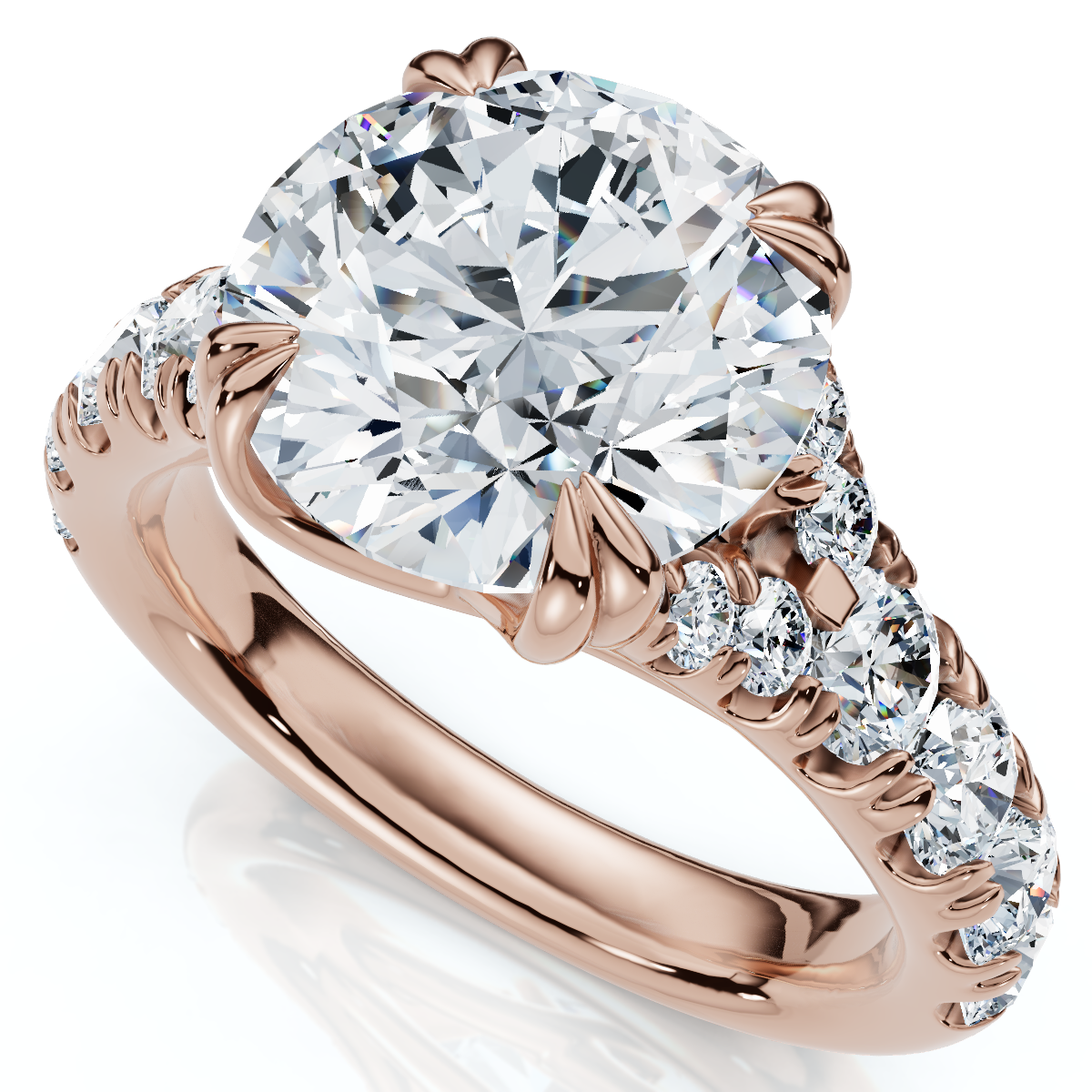 Certified 4Ct Vivian Diamond Engagement Round Diamond Ring 14k Gold Lab Grown (E-F, VS)