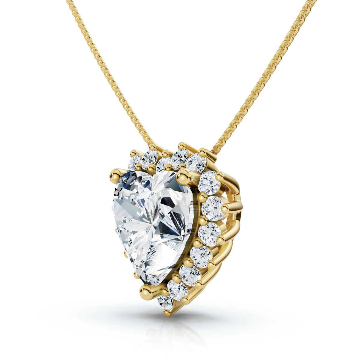 Certified 2 1/4Ct Heart Diamond Pendant 14k Gold 18" Necklace Lab Grown (E-F, VS)