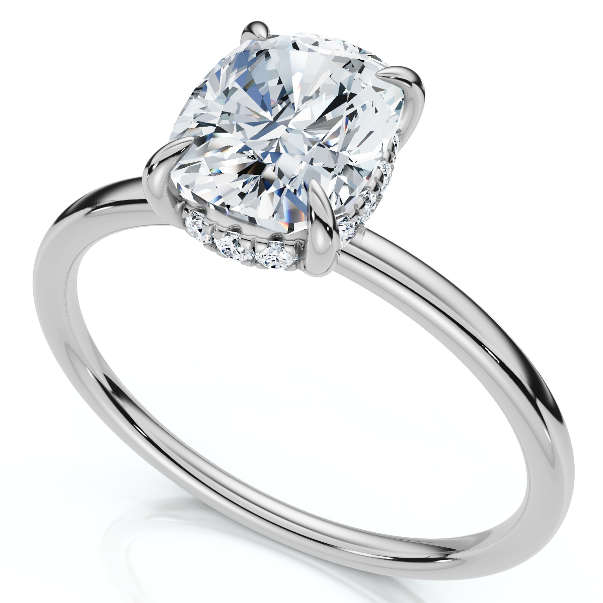 Certified 2Ct Cushion Hidden Halo Diamond Engagement Ring 14k Gold Lab Grown (F-G, VS)