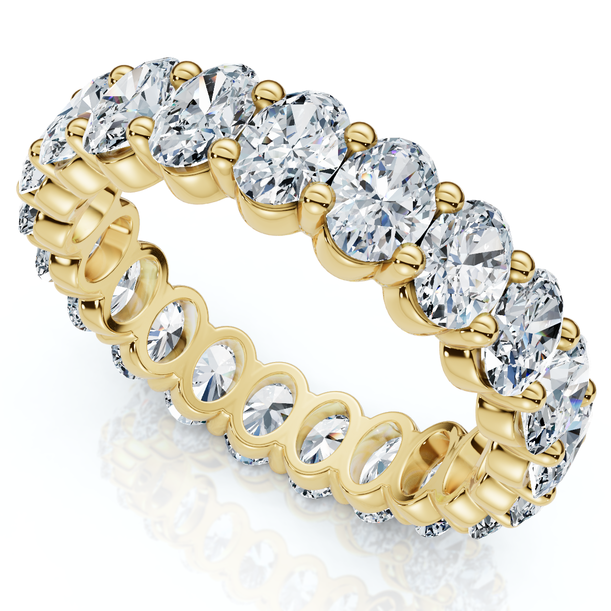 3Ct Oval Diamond Eternity Wedding Ring 14k Gold Lab Grown (F-G, VS)
