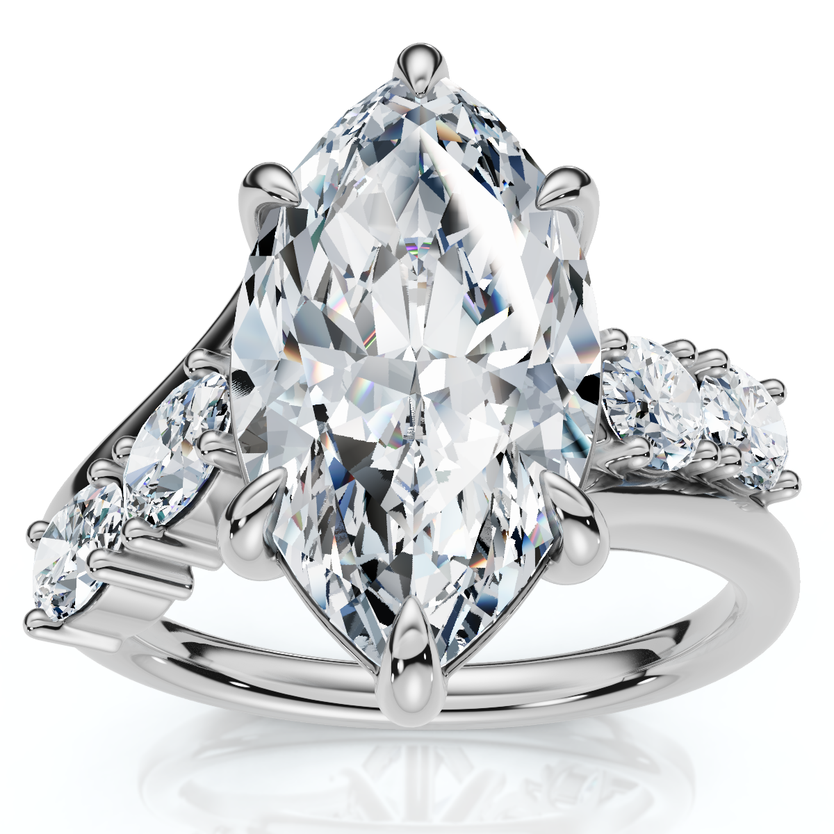 Certified 3 1/2Ct Marquise Diamond Montauk Engagement Ring 14k Gold Lab Grown (F-G, VS)