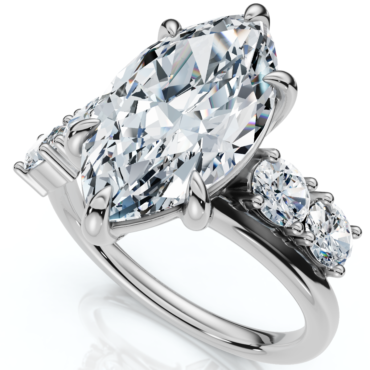 Certified 3 1/2Ct Marquise Diamond Montauk Engagement Ring 14k Gold Lab Grown (F-G, VS)