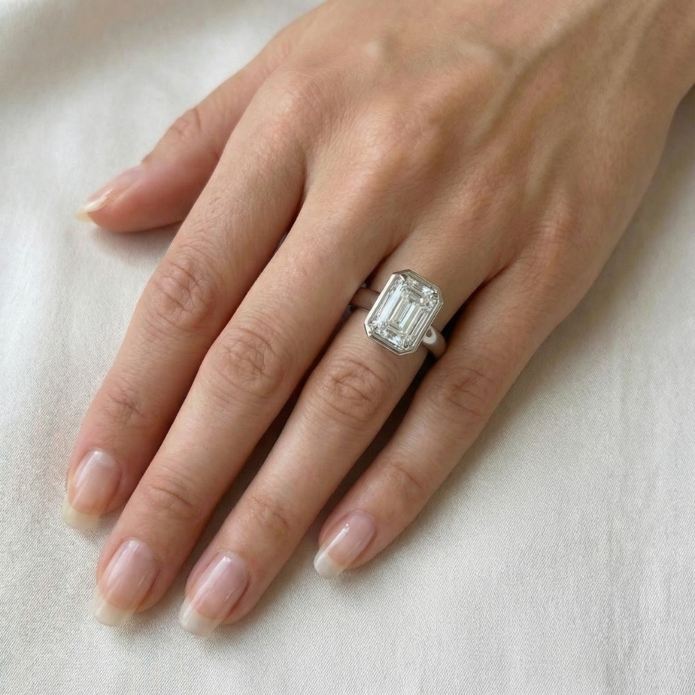 Certified 4Ct Emerald Cut Diamond Club Engagement Ring 14k Gold Lab Grown (F-G, VS)