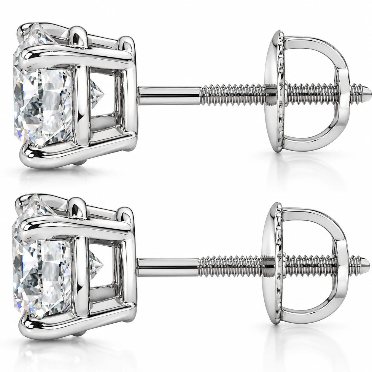 3 Cttw Diamond Studs With Screw Backs 14k White Gold Lab Grown (G-H, VS)