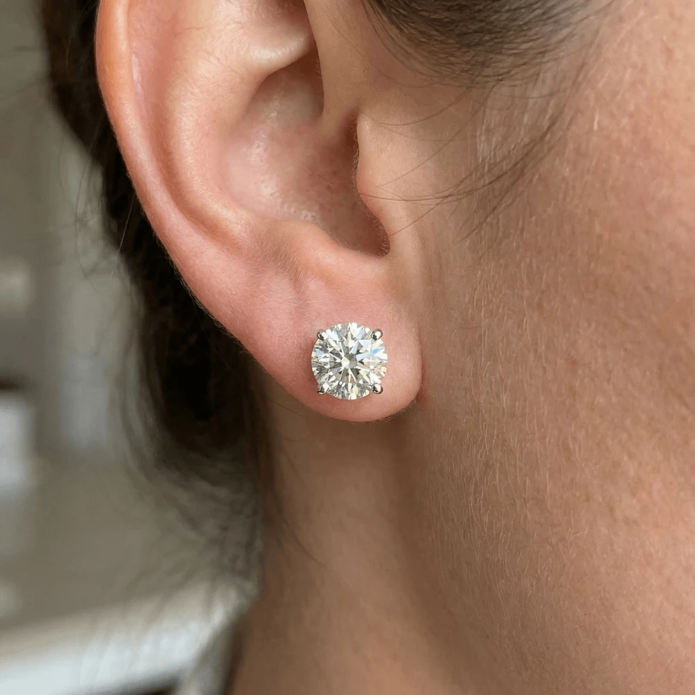 3 Cttw Diamond Studs With Screw Backs 14k White Gold Lab Grown (G-H, VS)