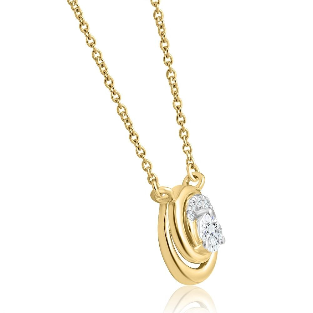 1/4Ct TW Round Diamond Circle Halo Pendant Yellow Gold Lab Grown Necklace (G-H, VS)