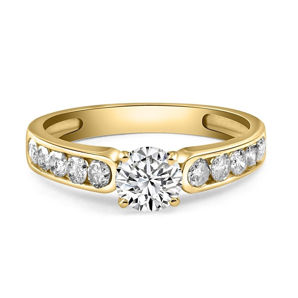 1 Ct Diamond Engagement Ring With Channel Set Accents in 10k Yellow Gold (H-I, I1)