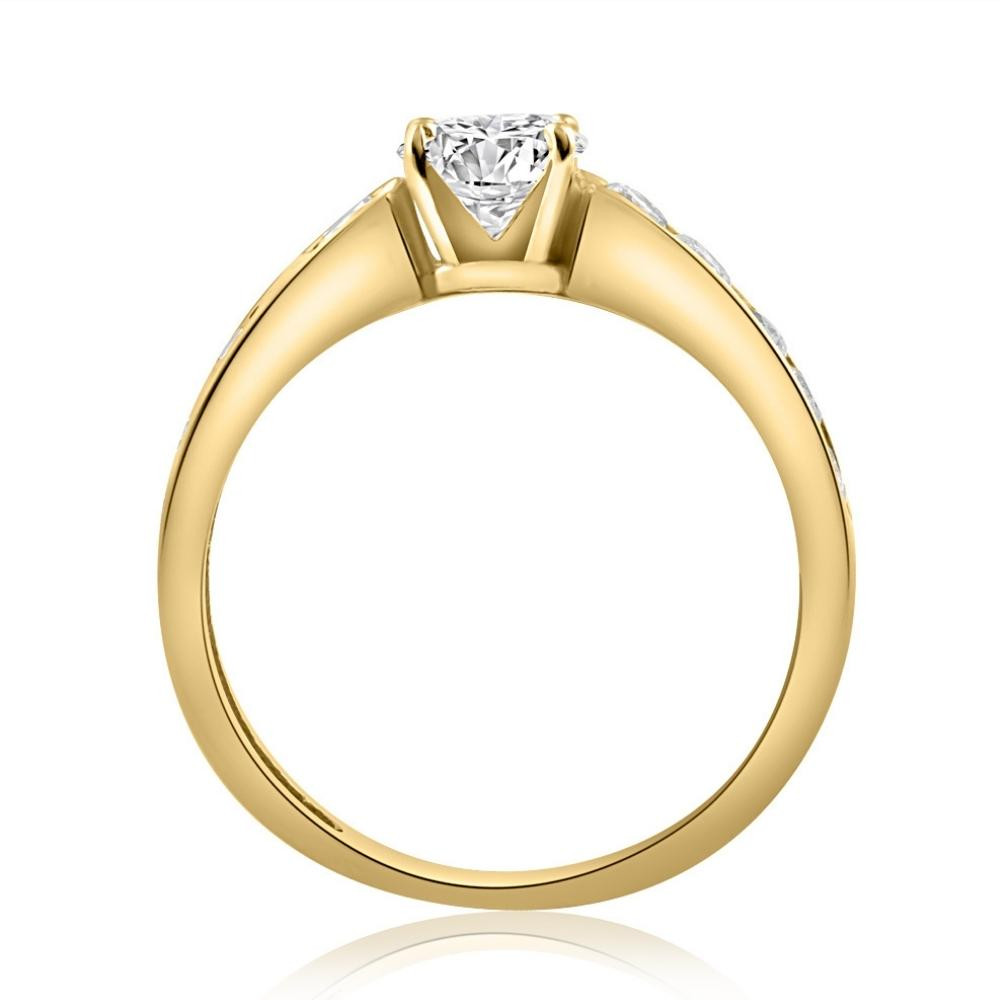 1 Ct Diamond Engagement Ring With Channel Set Accents in 10k Yellow Gold (H-I, I1)