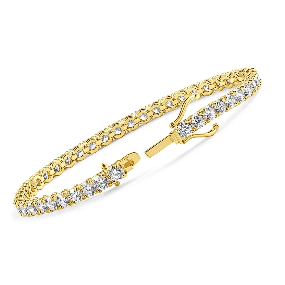 7Ct TW Round Lab Grown Diamond Women's Tennis Bracelet 14K Yellow Gold 7" (G-H, VS)