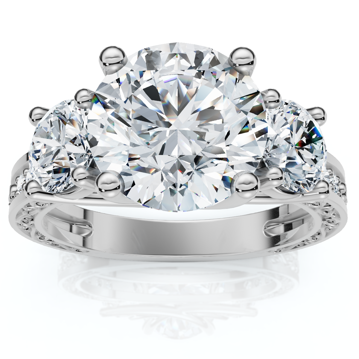 Certified 3.40Ct Round Cut Diamond Engagement Ring 14k Gold Lab Grown (F-G, VS2-SI1)