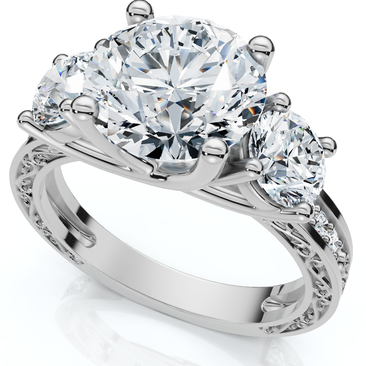 Certified 3.40Ct Round Cut Diamond Engagement Ring 14k Gold Lab Grown (F-G, VS2-SI1)