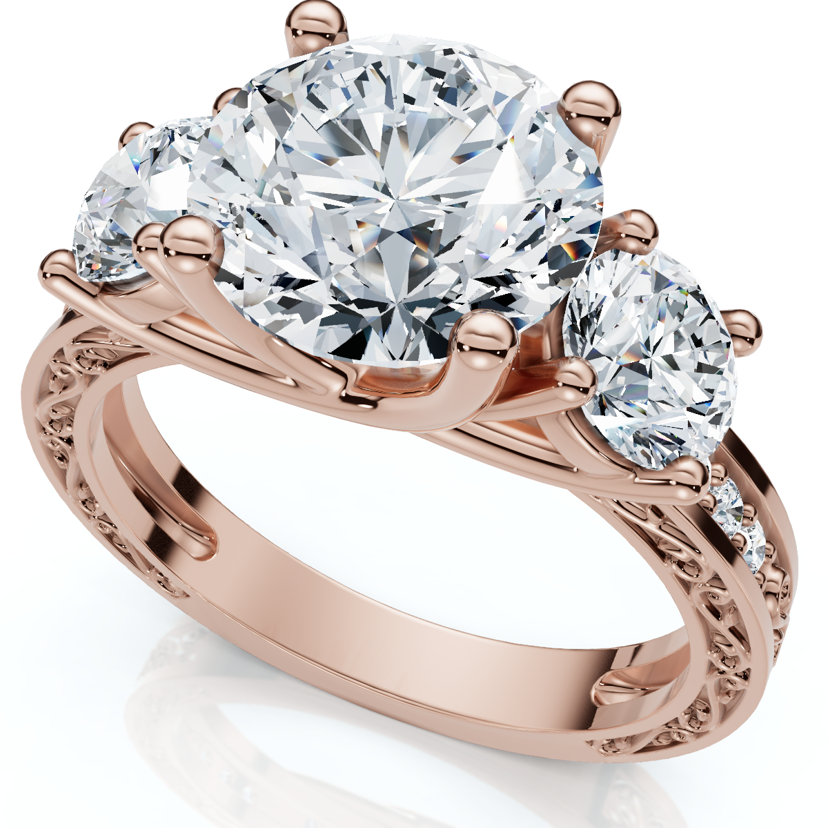 Certified 3.40Ct Round Cut Diamond Engagement Ring 14k Gold Lab Grown (F-G, VS2-SI1)
