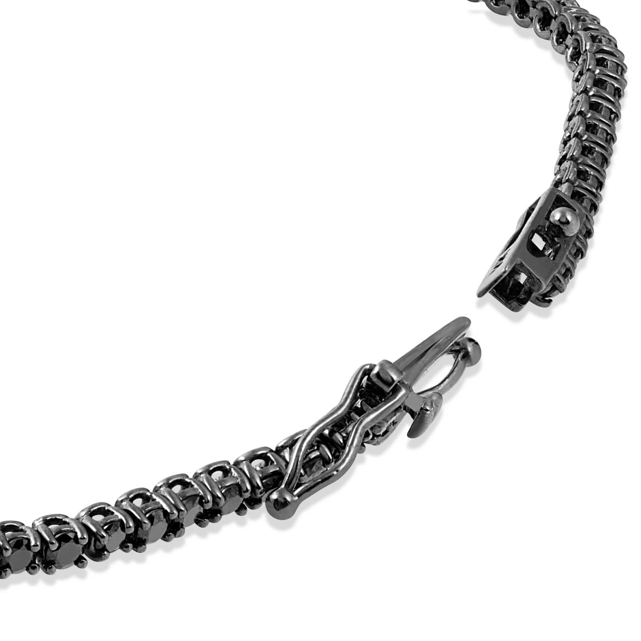 3ct Black Diamond Tennis Bracelet 14K Black Gold 7" (Black, )