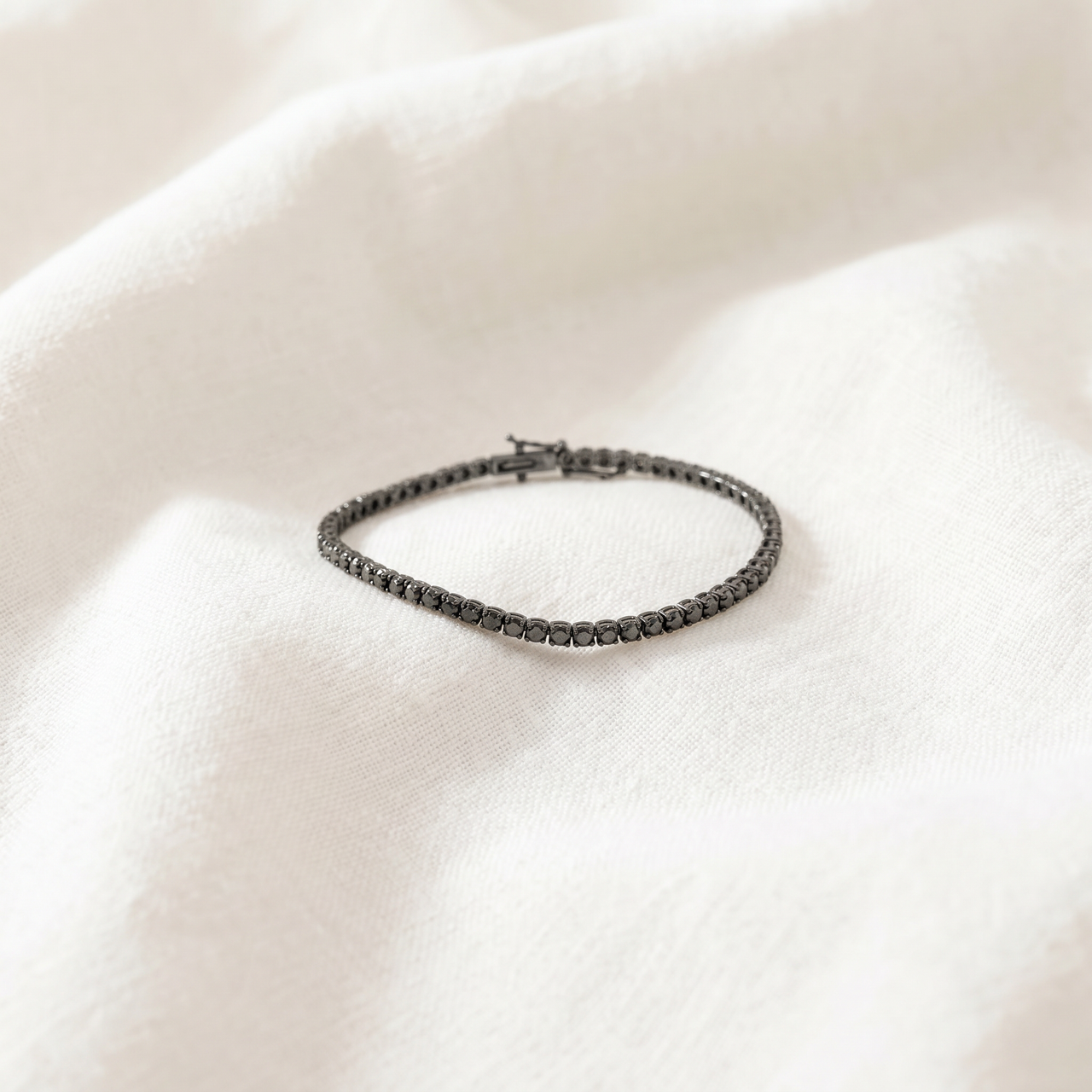 3ct Black Diamond Tennis Bracelet 14K Black Gold 7" (Black, )