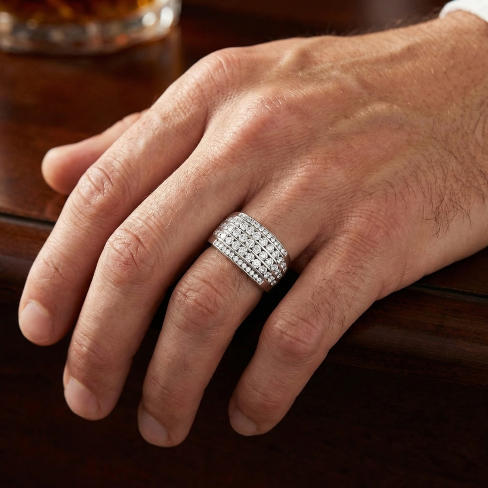 2Ct Men's Diamond Ring in 14k Gold Lab Grown (F-G, VS2-SI1)