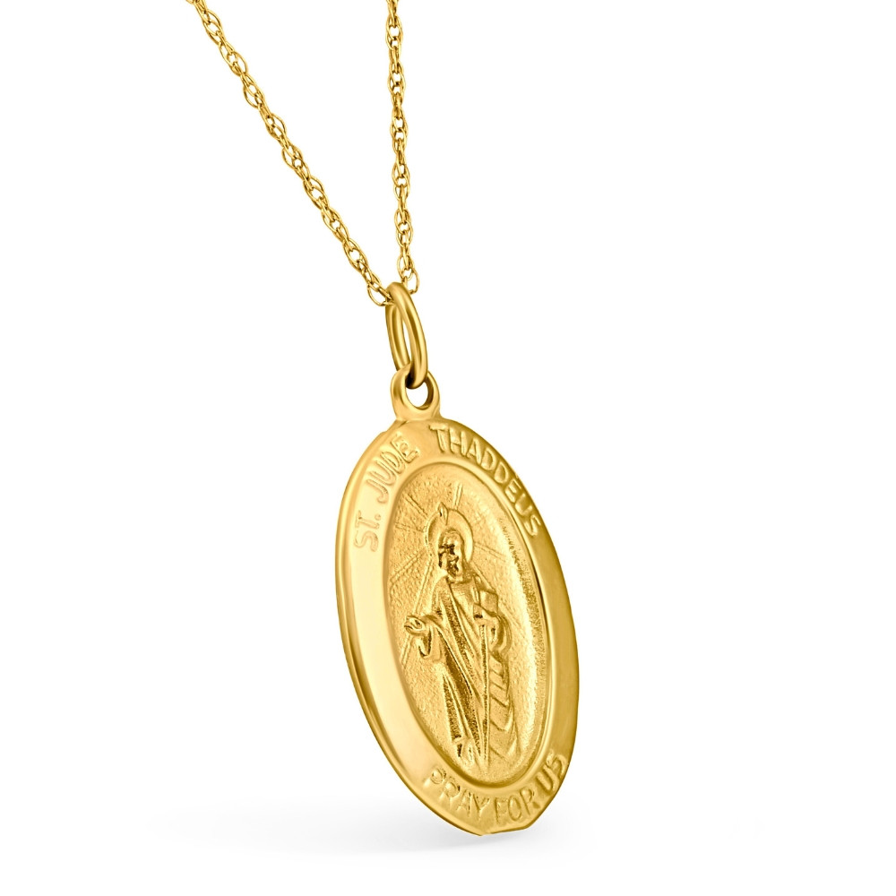 14k Yellow Gold St. Jude Thaddeus Medal Pendant 1" Tall 3.5 Grams
