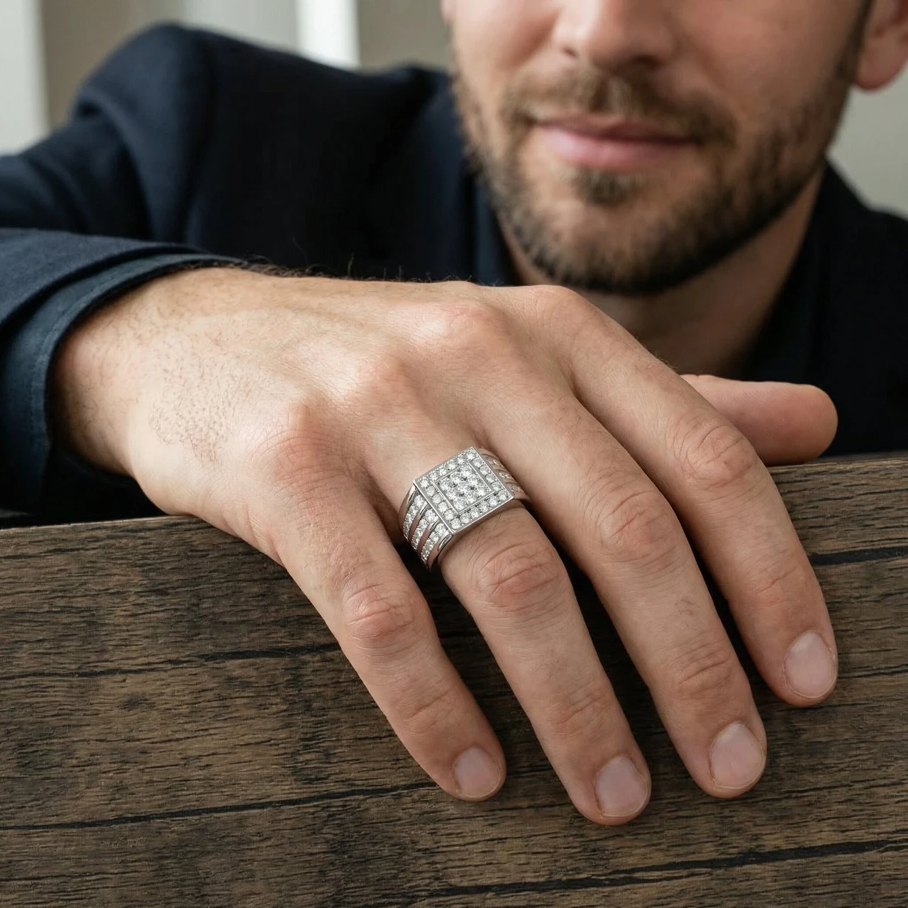 1Ct Men's Diamond Ring in 14k Gold Lab Grown (F-G, VS2-SI1)