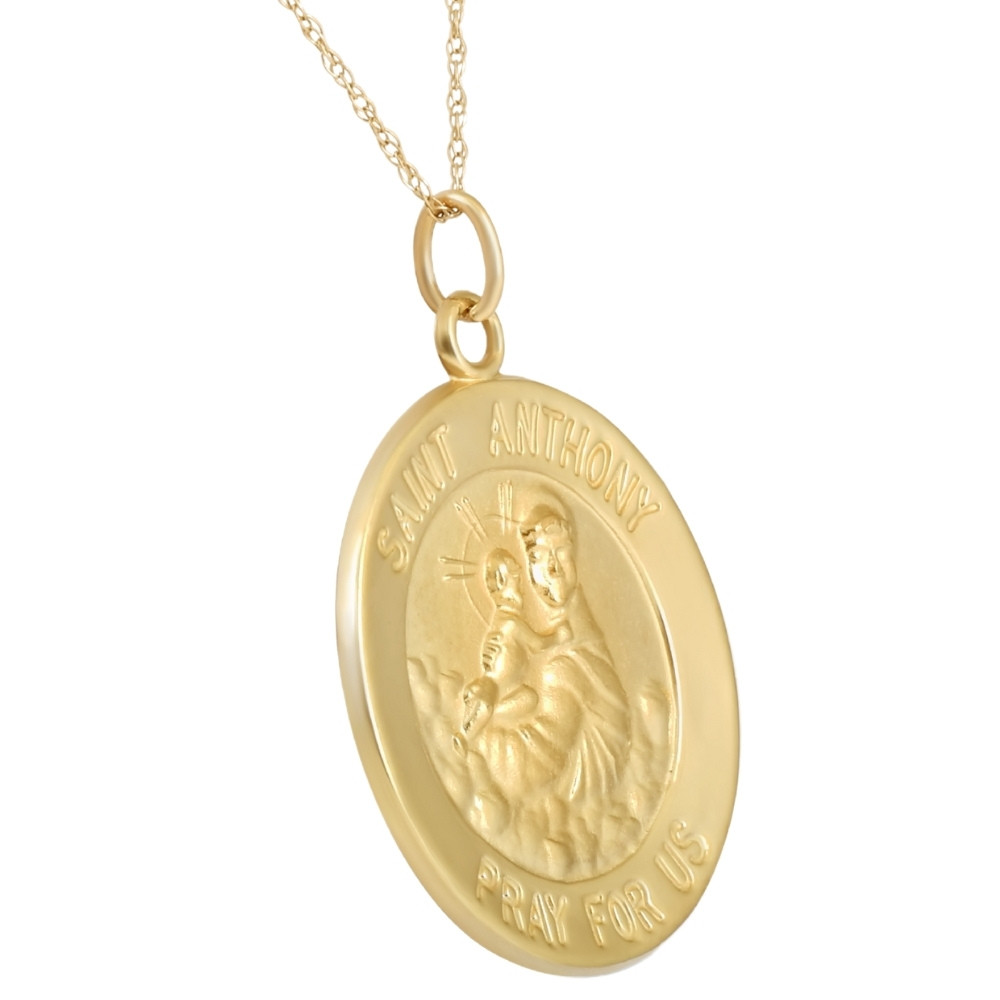 14k Yellow Gold St. Anthony Medal Pendant .5" Tall 1.5 Grams