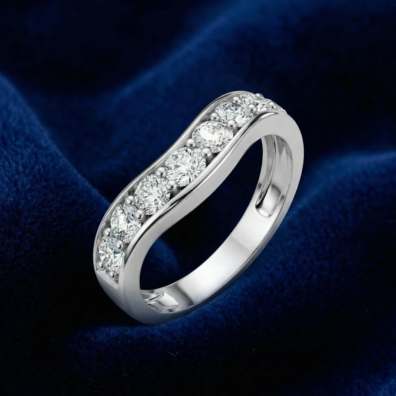 5/8Ct Diamond Curved Wedding Anniversary Band 14k Gold Lab Grown (F-G, VS)