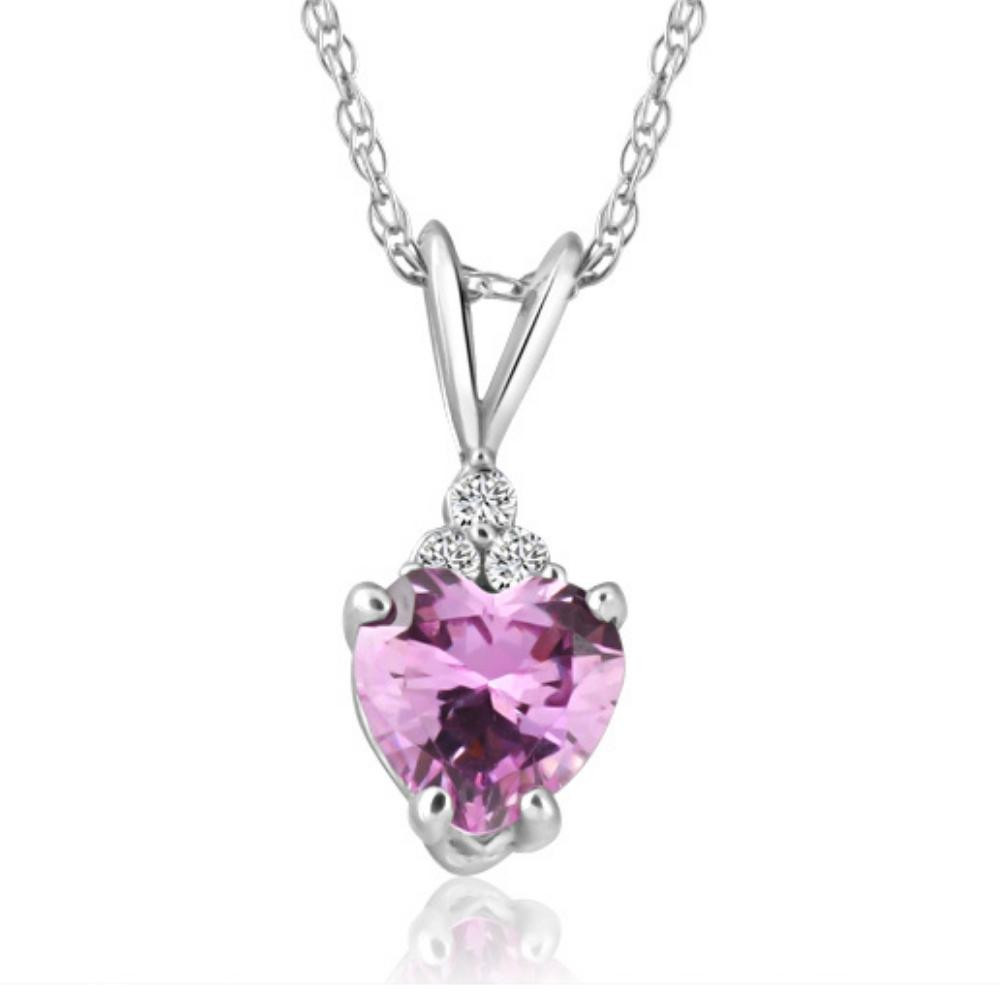 1/2ct Diamond & Pink Sapphire Heart Pendant in 14K Yellow, White, or Rose Gold (G-H, I1)