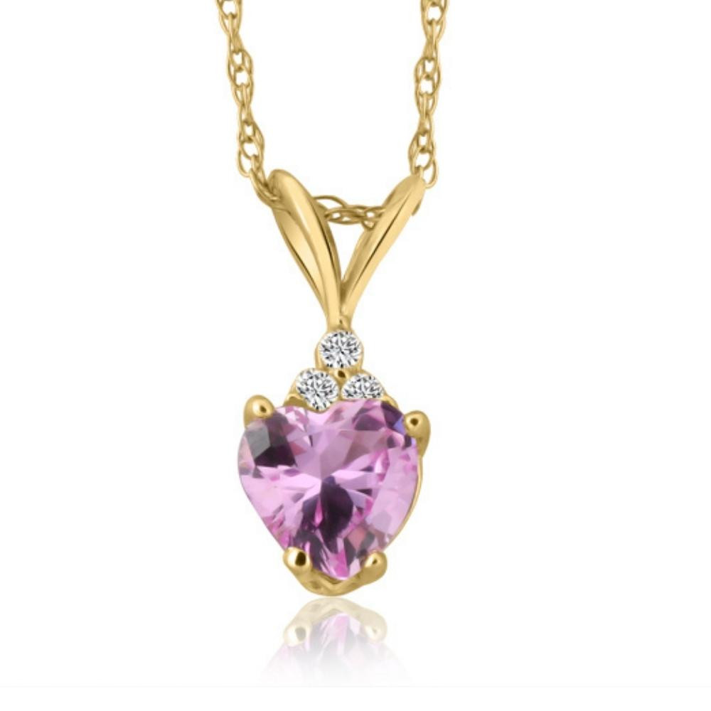 1/2ct Diamond & Pink Sapphire Heart Pendant in 14K Yellow, White, or Rose Gold (G-H, I1)