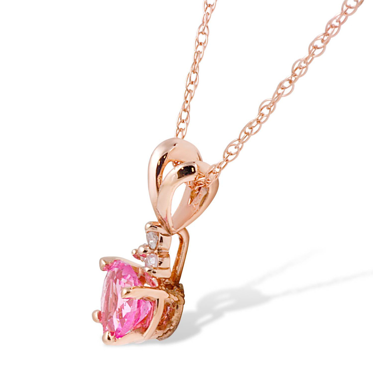 1/2ct Diamond & Pink Sapphire Heart Pendant in 14K Yellow, White, or Rose Gold (G-H, I1)