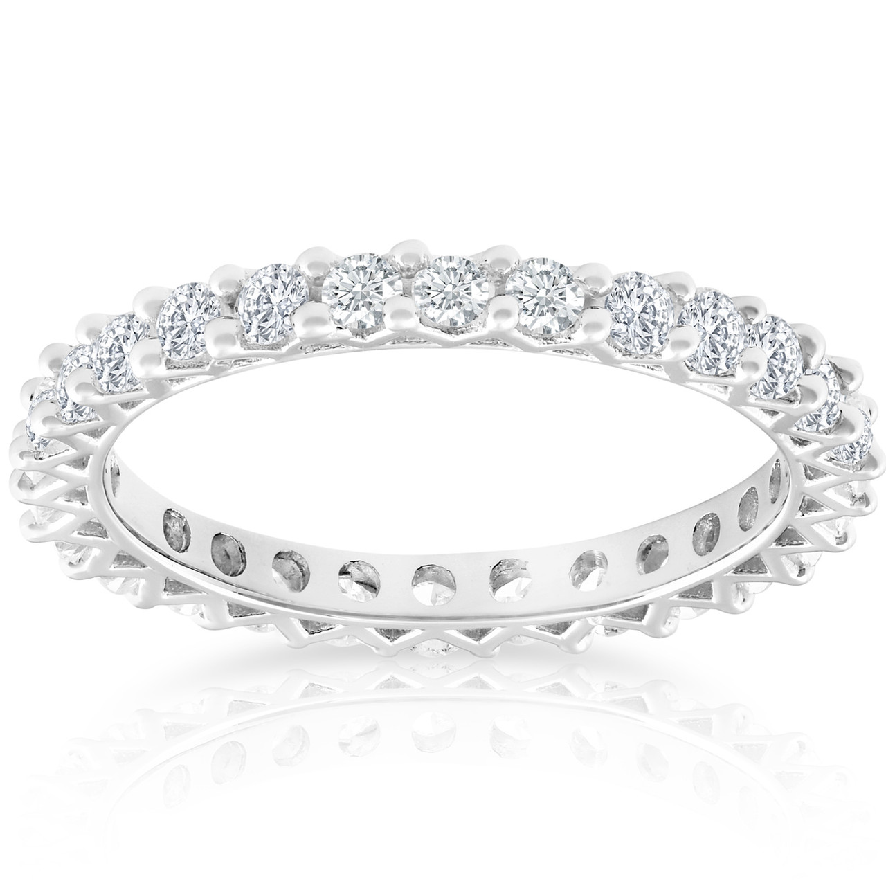1 Ct TDW Diamond Eternity Wedding Ring 10k White Gold (G-H, I1)