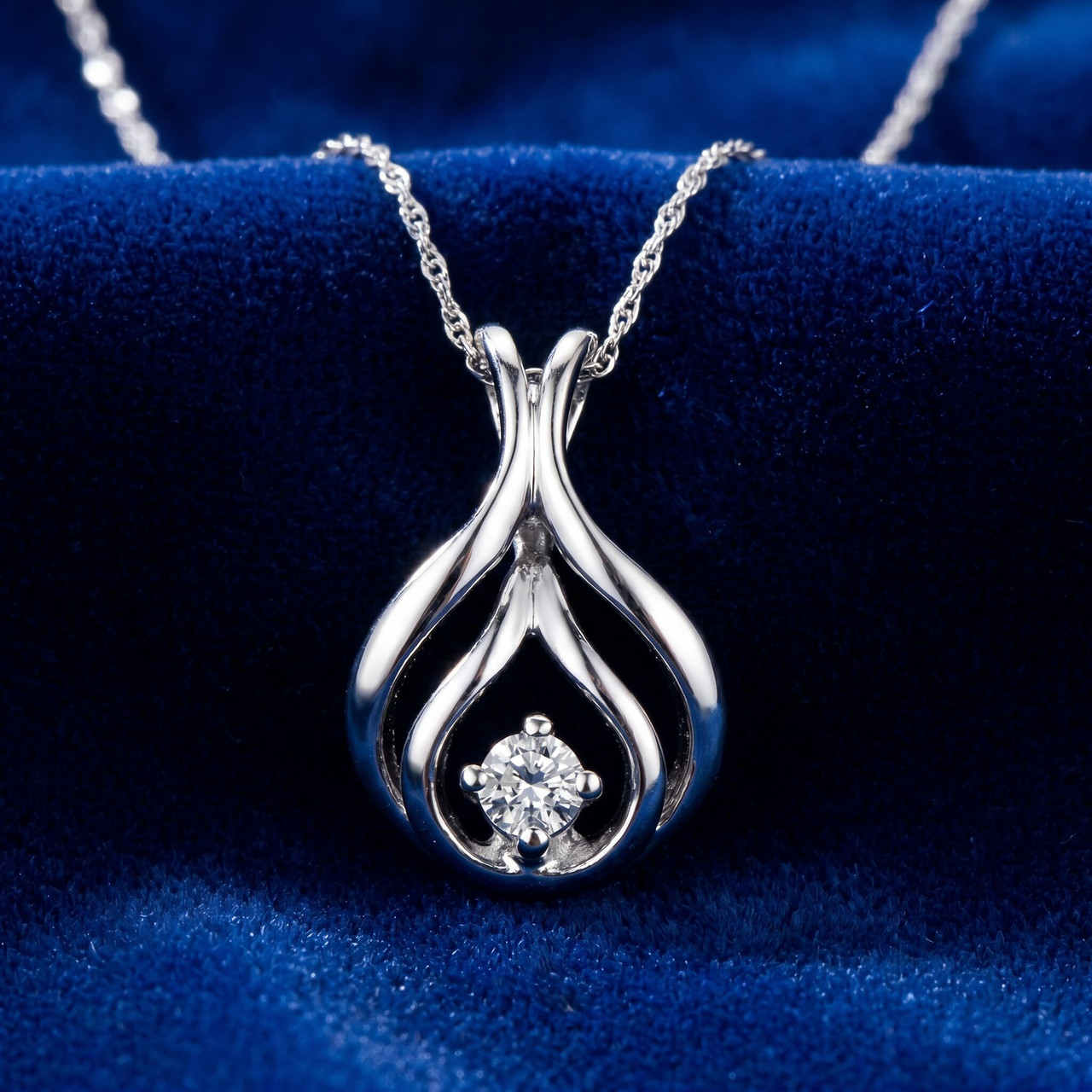 1/10ct Solitaire Diamond Pendant 14K White Gold (G-H, I1)