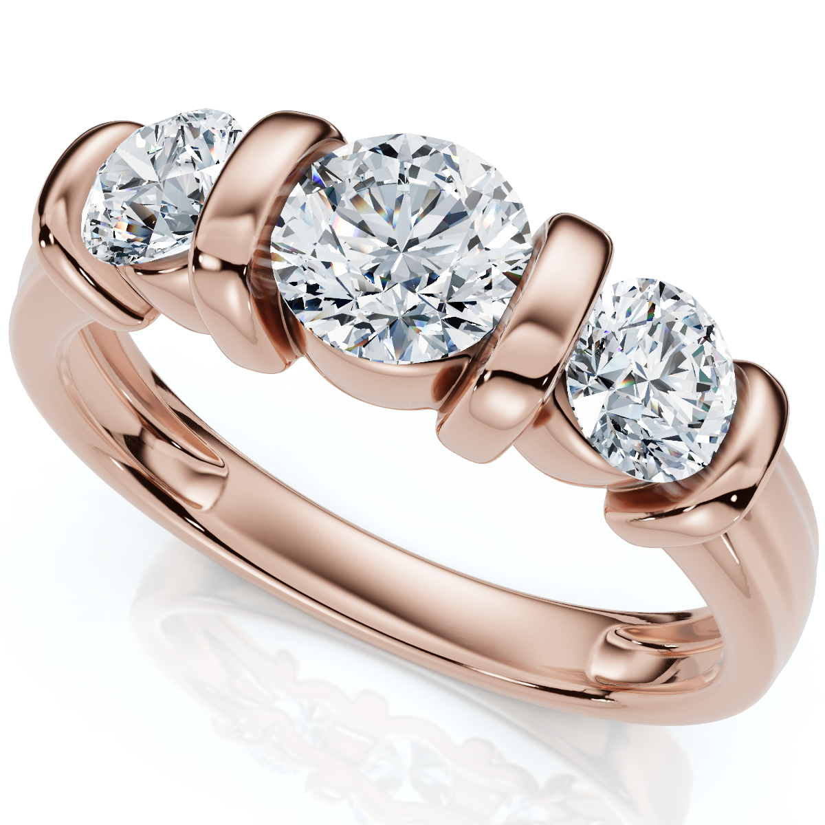 1ct 3-Stone Bar Set Engagement Ring 10K Lab Grown (F-G, VS)