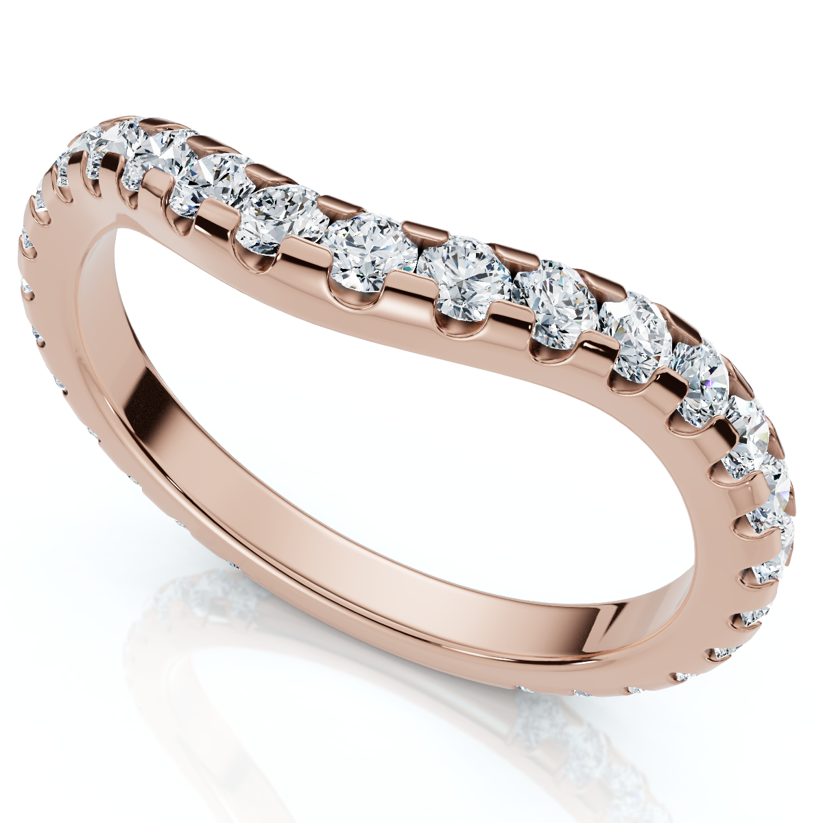 3/4Ct Curved Pave Diamond Wedding Anniversary Ring 14k Gold Lab Grown (F-G, VS)