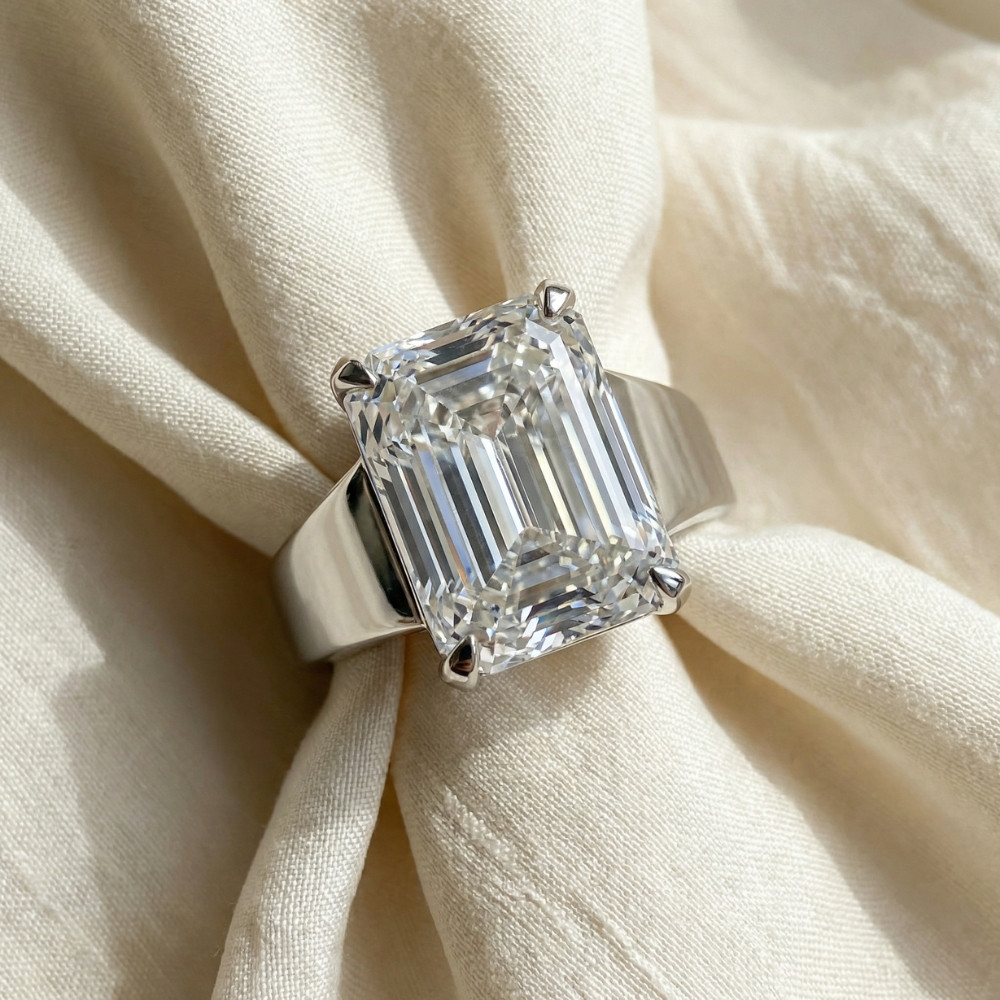 Certified 6Ct Emerald Cut Stephanie Diamond Engagement Ring 14k Gold Lab Grown (F-G, VS)