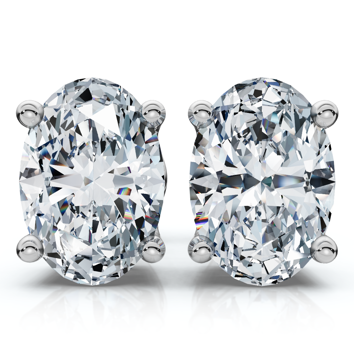 Oval Cut Diamond Prong Studs 14k Gold Lab Grown (E-F, VS)