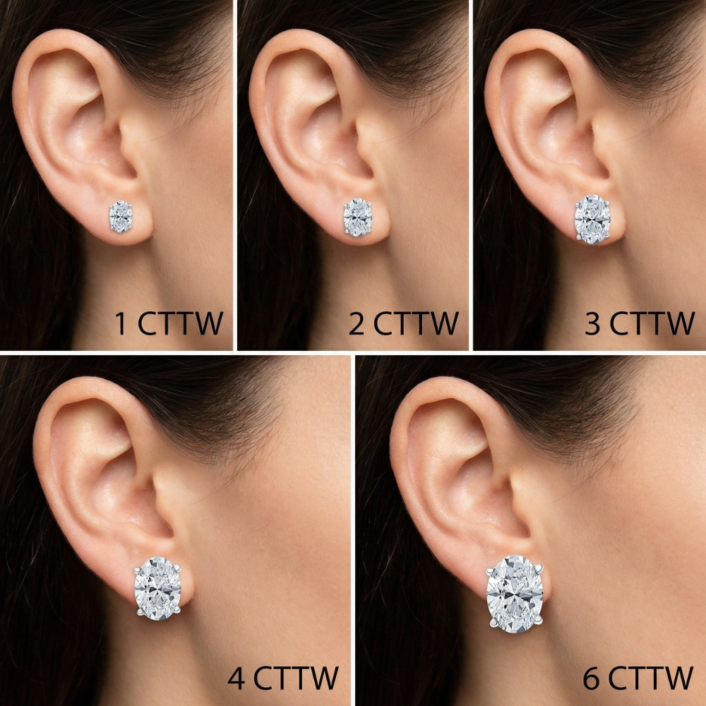 Oval Cut Diamond Prong Studs 14k Gold Lab Grown (E-F, VS)