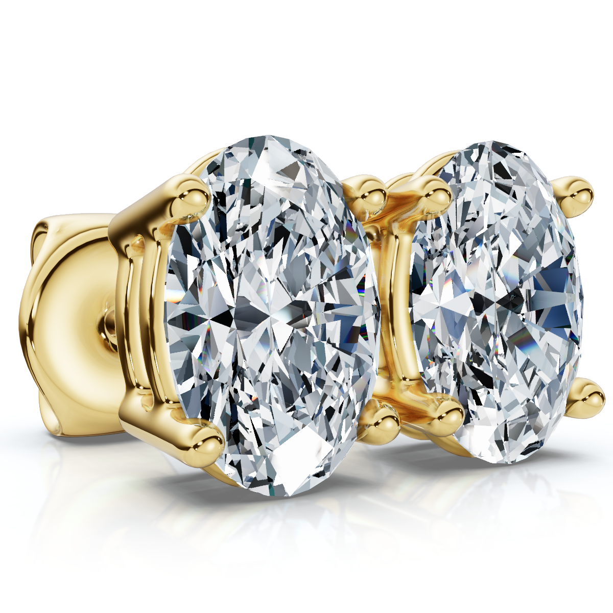Oval Cut Diamond Prong Studs 14k Gold Lab Grown (E-F, VS)
