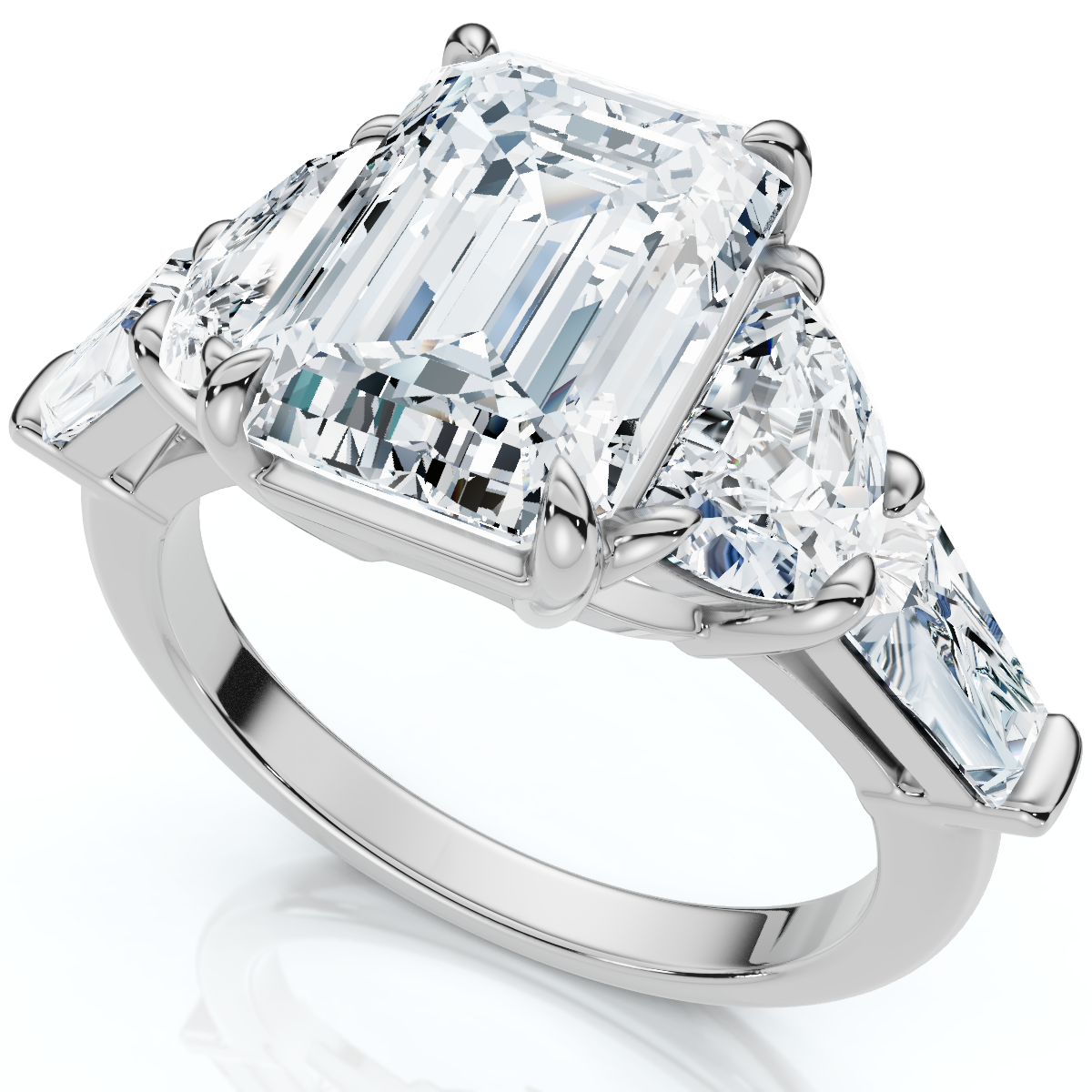 Certified 4 1/2Ct Tessa Emerald Engagement Ring 14k Gold Lab Grown (E-F, VS)