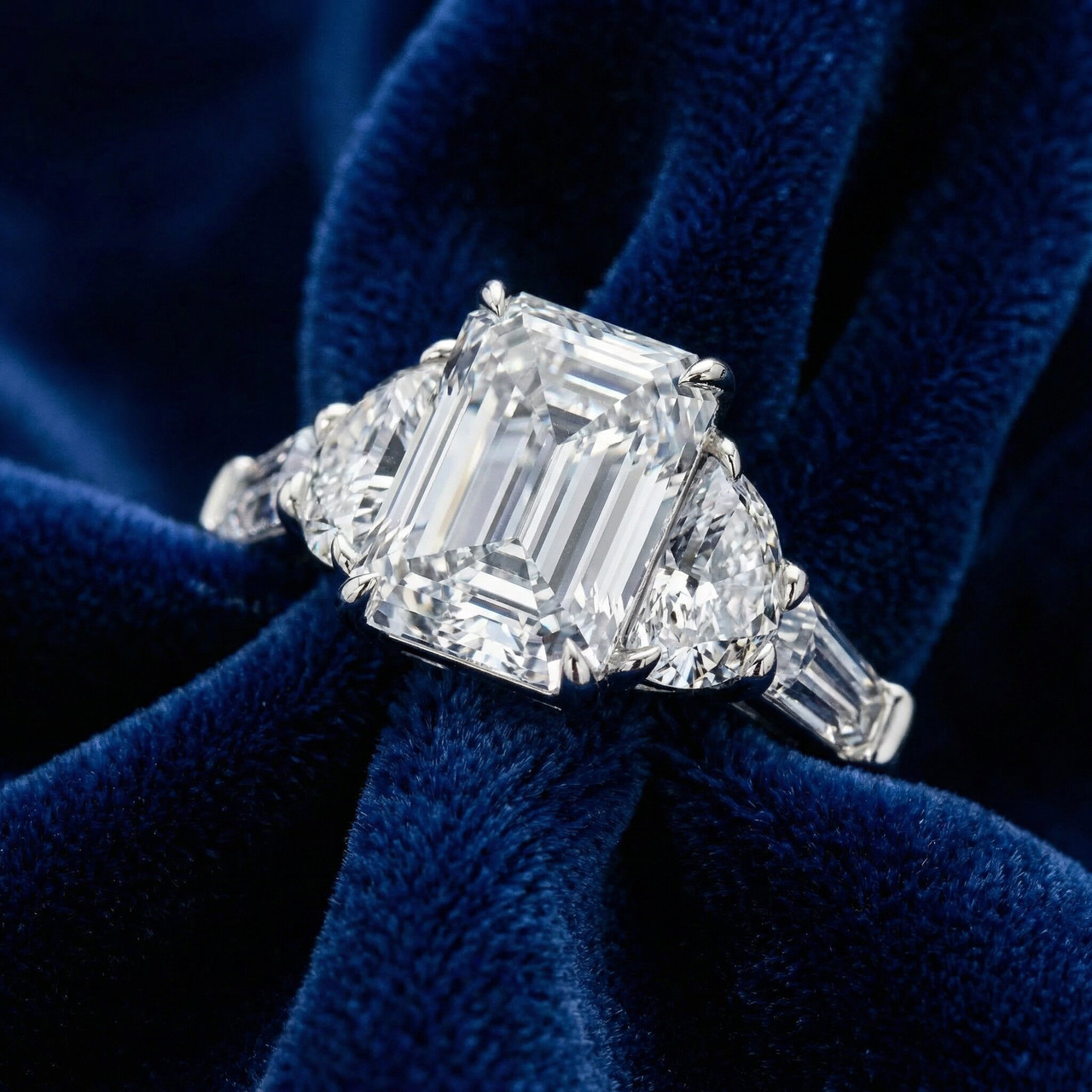 Certified 4 1/2Ct Tessa Emerald Engagement Ring 14k Gold Lab Grown (E-F, VS)