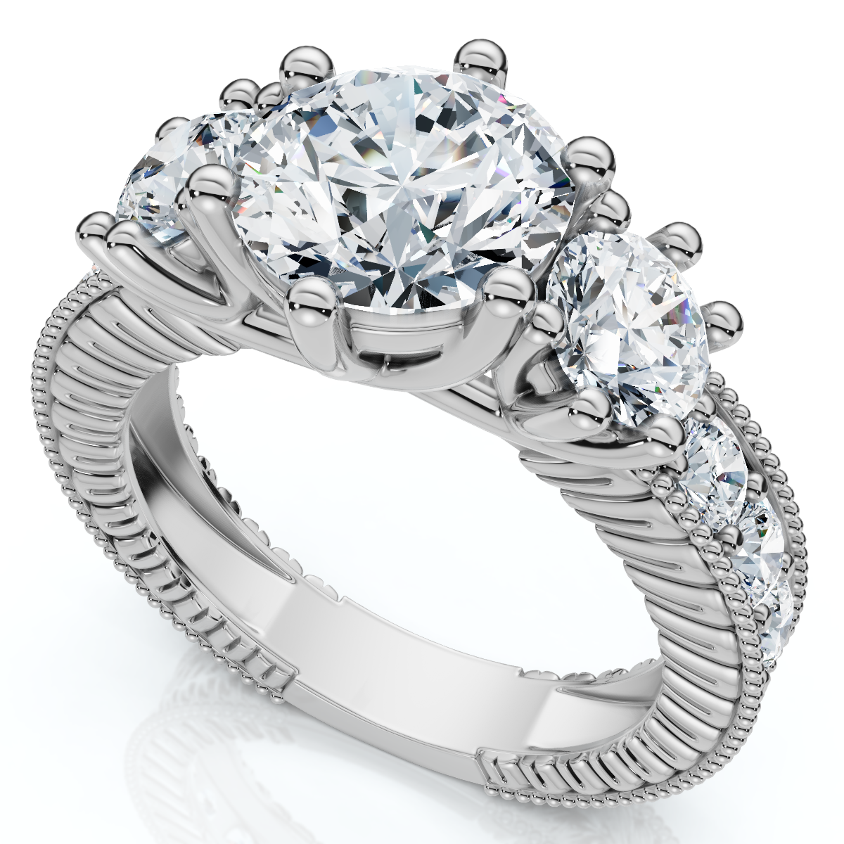 Certified 3 1/2Ct Elizabeth Diamond Engagement Vintage Ring 14k Gold Lab Grown (E-F, VS)