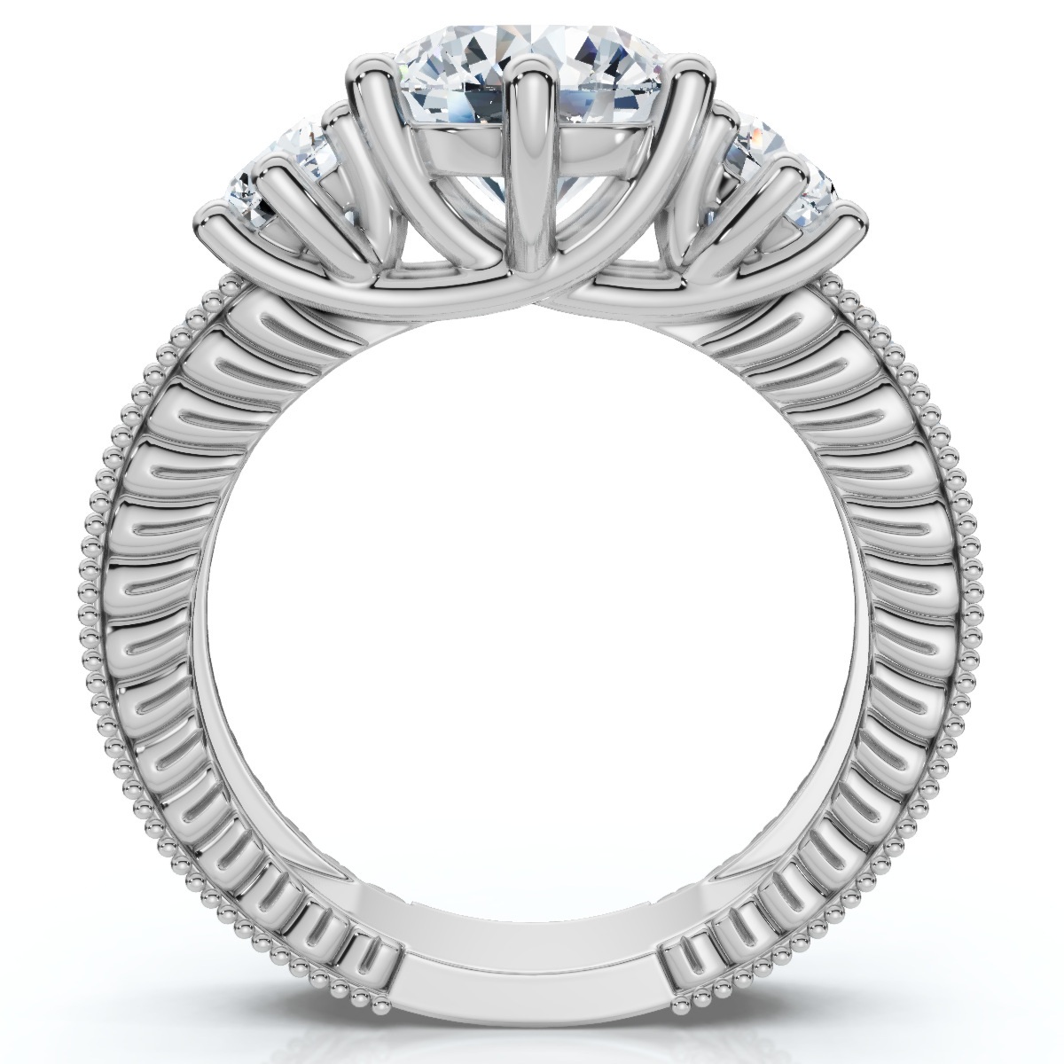 Certified 3 1/2Ct Elizabeth Diamond Engagement Vintage Ring 14k Gold Lab Grown (E-F, VS)