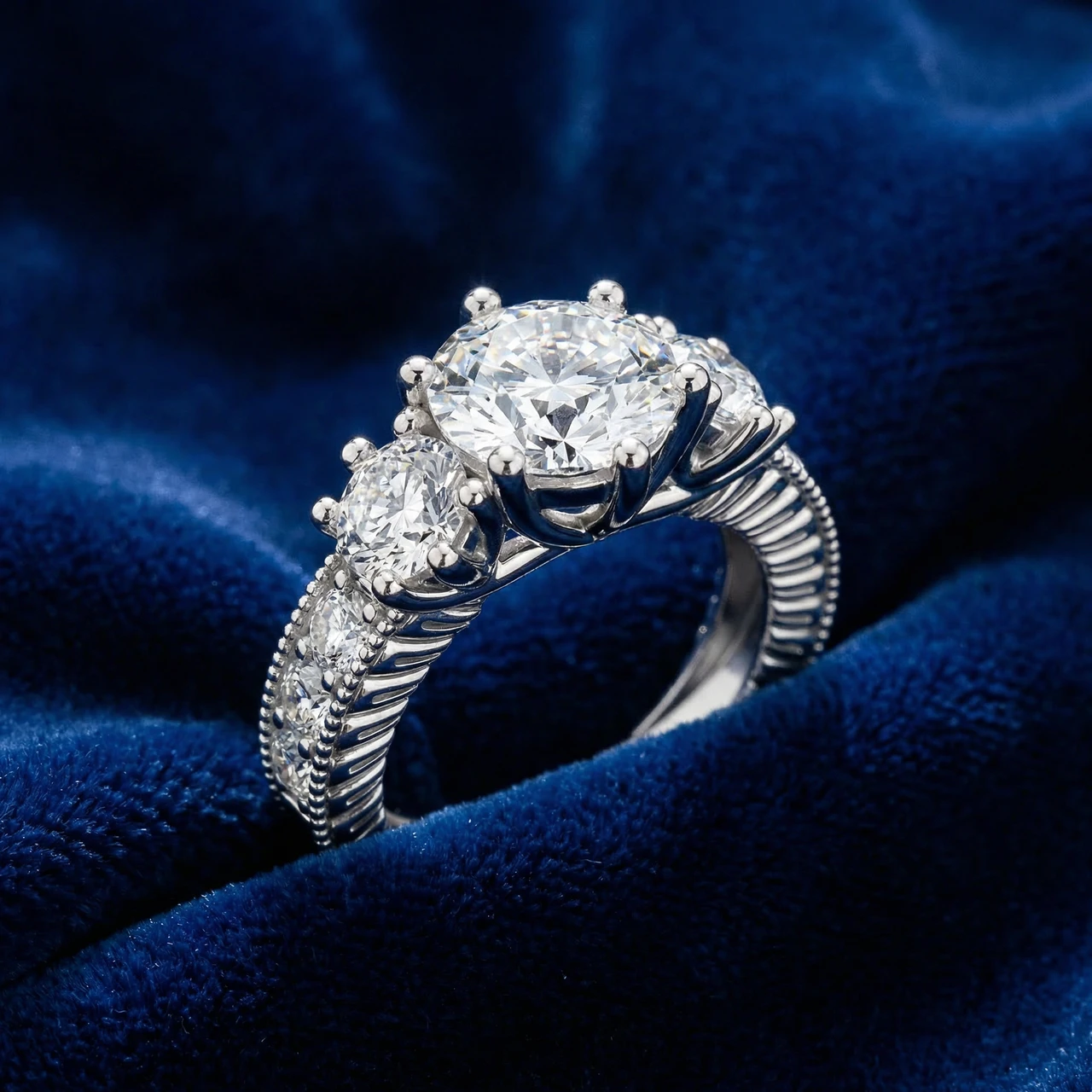 Certified 3 1/2Ct Elizabeth Diamond Engagement Vintage Ring 14k Gold Lab Grown (E-F, VS)