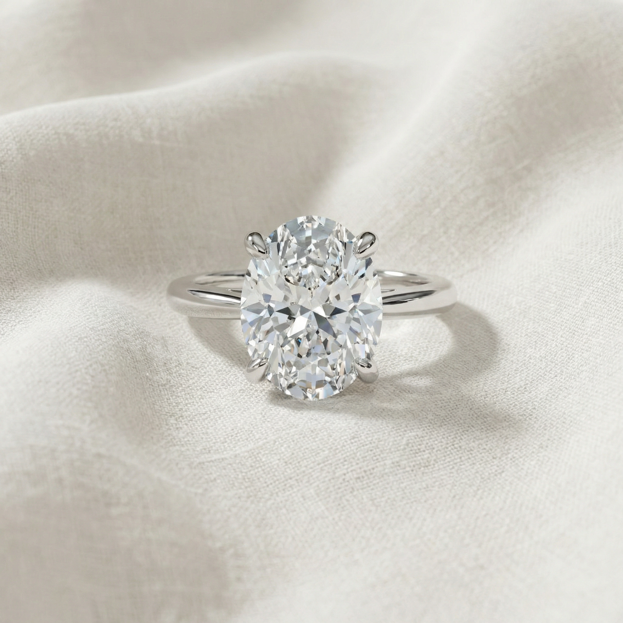 Certified 2Ct Oval Solitaire Ashley Diamond Engagement Ring 14k Gold Lab Grown (F-G, VS)